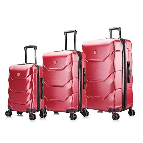 Suitcase with premium style-hard-shell luggage for kids-DUKAP Zonix Lightweight Hardside 3 piece set 20''/26''/30'' - Wine/Red