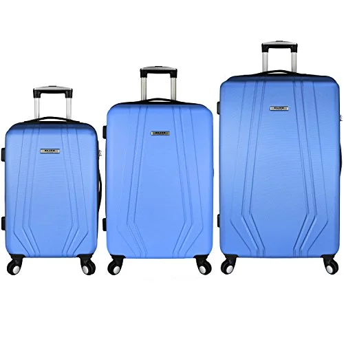 Suitcase with polished look-travel suitcase with handles-Elite Luggage Paris 3-Piece Hardside Spinner Luggage Set, Blue