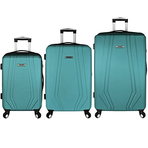 Suitcase for extended travel-modern suitcase with compartments-Elite Luggage Paris 3 Piece Hardside Spinner Luggage Set (Teal)