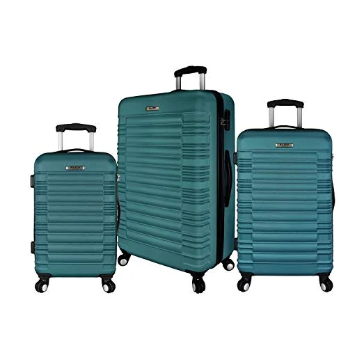 Suitcase with durable stitching-travel suitcase for backpackers-Elite Luggage Tustin 3 Piece Hardside Spinner Luggage Set (Teal)