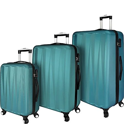 Suitcase with narrow wheels-ergonomic suitcase for travel-Elite Luggage Verdugo 3 Piece Hardside Spinner Luggage Set (Teal)