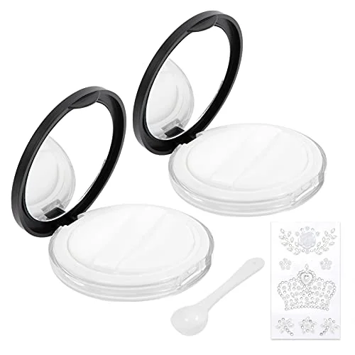 Suitcase with wild design-foldable suitcase for travel-Empty Face Powder Compact with Puff-C.RAN Fire 0.17 oz Portable Powder Puff and Container , Travel Powder Container with Mirror and Elasticated Net Sifter (2pcs,black)