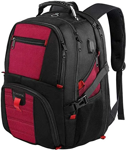 Suitcase for gift packing-stylish business suitcase-Extra Large Backpack,18.4 Laptop Backpack with USB Port,Travel Backpack for Women with Luggage Sleeve,TSA Friendly Big College Bag Business Computer Backpack Fit Most 18Inch Gaming Laptops,Red