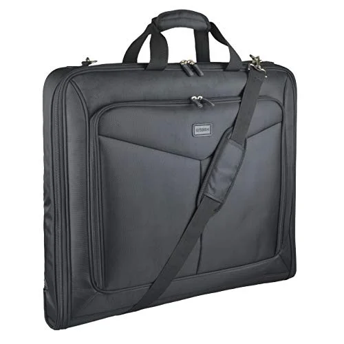 Suitcase for work kits-designer rolling suitcase-Foldable Carry On Garment Bag Fit 3 Suits, 44-inch Suit Bag for Travel and Business Trips with Shoulder Strap