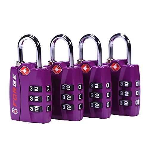 Suitcase for baby supplies-children’s travel suitcase-Forge Tsa Lock Purple 4 Pack - Open Alert Indicator, Easy Read Dials, Alloy Body