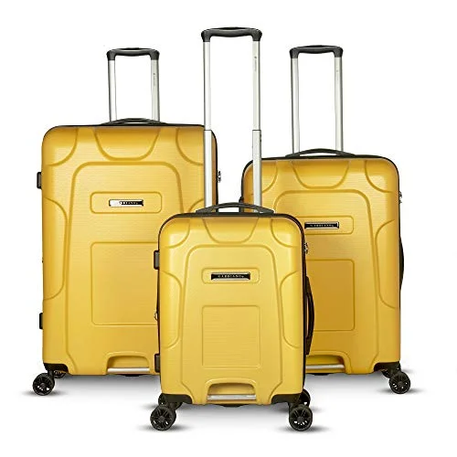 Suitcase with sleek look-suitcase with expandable feature-Gabbiano Enzo 3 Piece Expandable Hardside Spinner Luggage Set (Yellow)