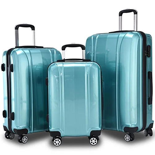 Suitcase for sports equipment-suitcase with travel bag-GHP 20" 24" 28" ABS & PC Shell Blue Trolley Suitcase Travelling Luggage Set w Wheels