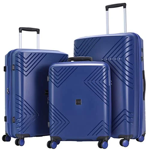 Suitcase for heavy items-suitcase with USB port-GinzaTravel Anti-scratch PP Material never breakage Widened and thickened large capacity Luggage 3 Piece Sets 8-wheel Spinner Luggage sets Expandable（all 20 24 28)