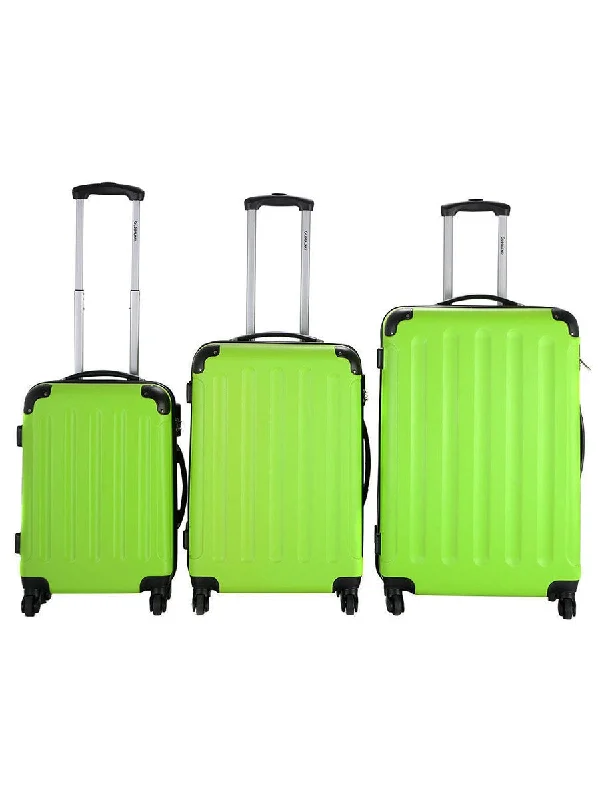 Suitcase for tool gear-luxury travel suitcase-Globalway 3 Pcs Luggage Travel Set Bag Abs Trolley Suitcase Green