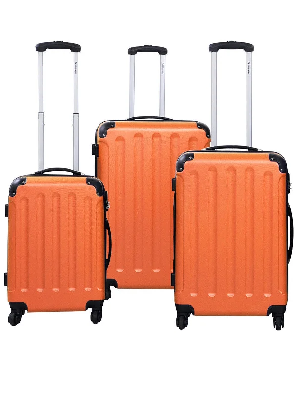 Suitcase for hill gear-lightweight cabin luggage-Globalway 3 Pcs Luggage Travel Set Bag Abs Trolley Suitcase Orange