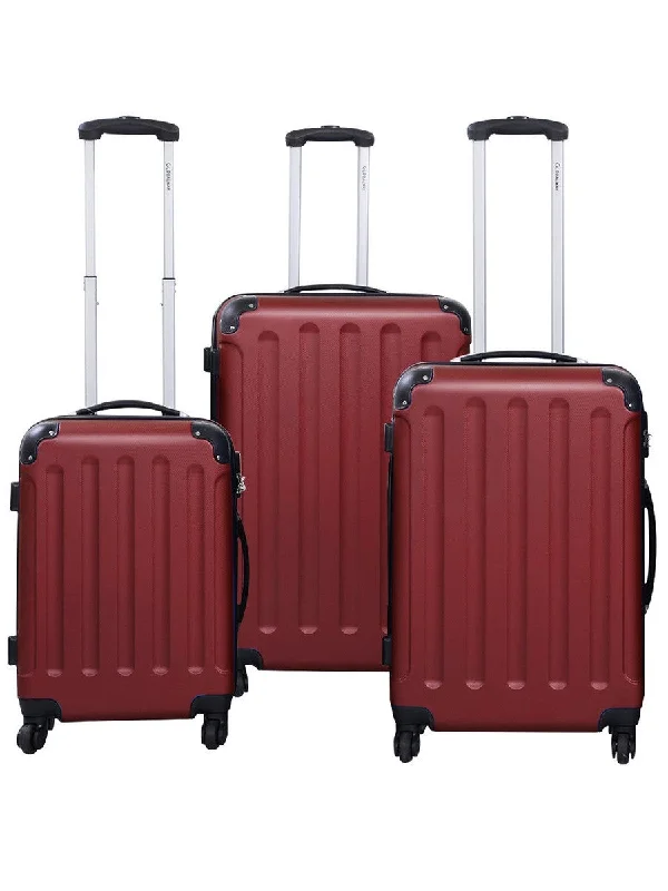 Suitcase with flex straps-luggage suitcase with folding handle-Globalway 3 Pcs Luggage Travel Set Bag Abs Trolley Suitcase