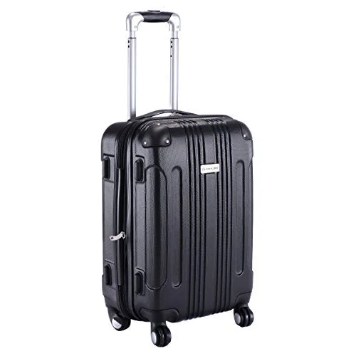 Suitcase for overnight gear-stylish rolling suitcase-Goplus Globalway Expandable 20" Abs Carry On Luggage Travel Bag Trolley Suitcase (Black)