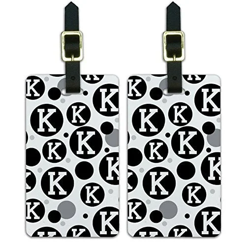 Suitcase with deep padding-foldable travel suitcase-Graphics & More Black Letter K Initial, White