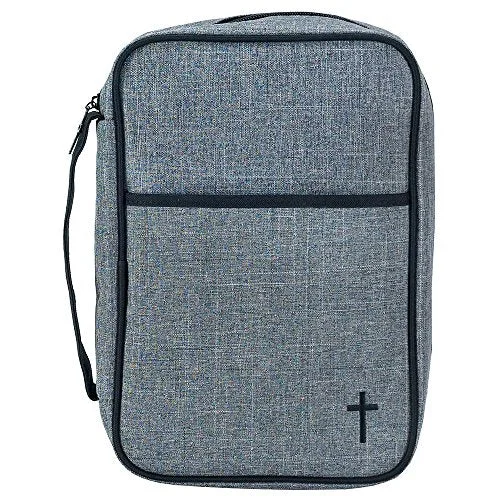 Suitcase with solid grip-eco-friendly travel suitcase with compartments-Gray And Black 7.8 X 10 Reinforced Polyester Thinline Bible Cover Case With Handle