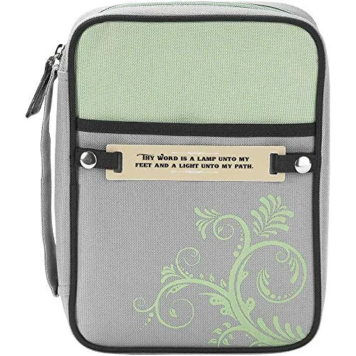 Suitcase for carry-on use-small suitcase-Gray And Green 8 X 11 Inch Reinforced Polyester Bible Cover Case With Handle