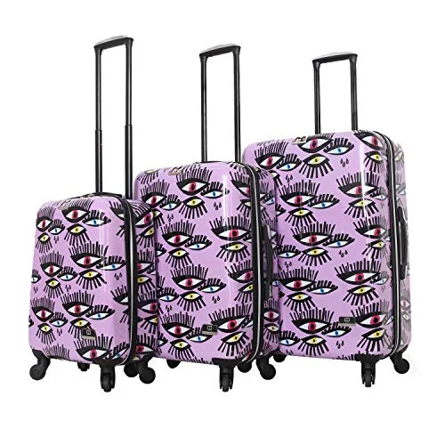 Suitcase for hiking equipment-lightweight luggage for travel-HALINA Bouffants & Broken Hearts Bold Eyes 3 Piece Set Luggage, Multicolor