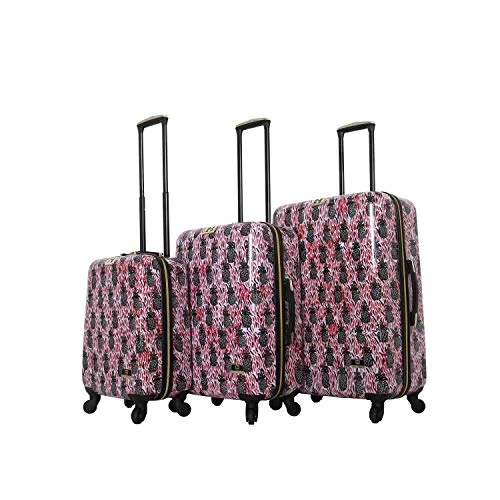 Suitcase for outdoor adventures-kids luggage suitcase-HALINA Bouffants & Broken Hearts Pineapples 3 Piece Set Luggage, Multicolor