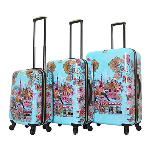 Suitcase for college students-compact rolling suitcase-HALINA Car Pintos Oh La 3 Piece Set Luggage, Multicolor