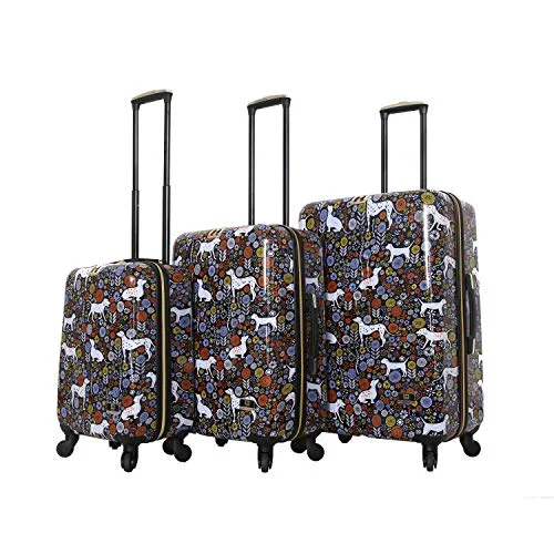 Suitcase with bright hues-suitcase with lockable compartments-HALINA Vicky Yorke Urban Jungle Dogs 3 Piece Set Luggage, Multicolor