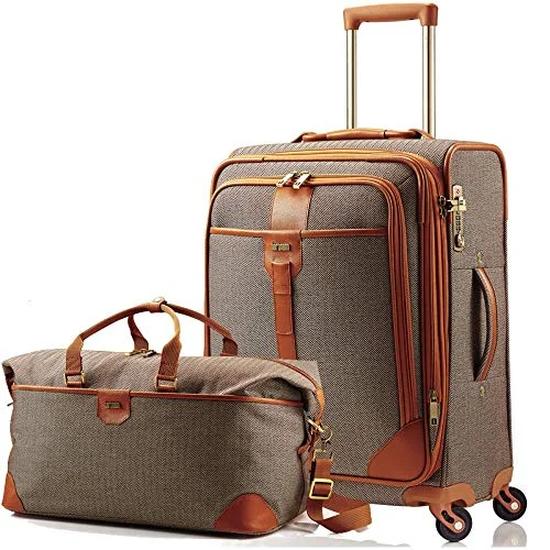 Suitcase with air vents-professional rolling suitcase-Hartmann Herringbone Luxe Softside 2 Piece Set Terracotta (Terracotta)