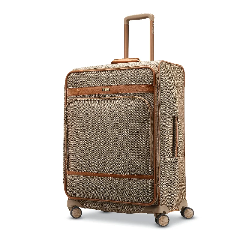 Suitcase for tech kits-luggage suitcase with expandable capacity-Hartmann Herringbone Deluxe Medium Exp Journey Spinner