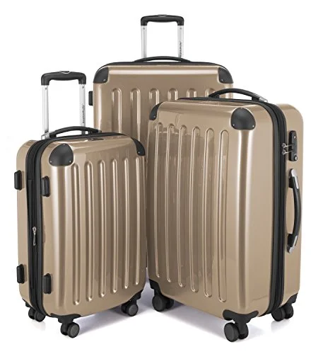 Suitcase for travel documents-suitcase with built-in organizer-HAUPTSTADTKOFFER Luggage Sets Alex UP Hard Shell Luggage with Spinner Wheels 3 Piece Suitcase TSA Champagne