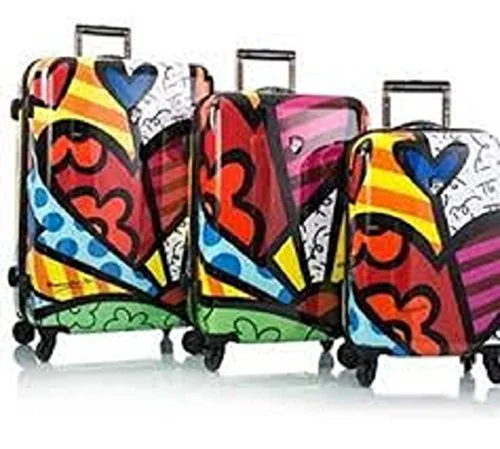 Suitcase for outdoor trips-ergonomic suitcase-Hey Romero Britto "A New Day" 3 Piece Luggage Set (22",26",30")