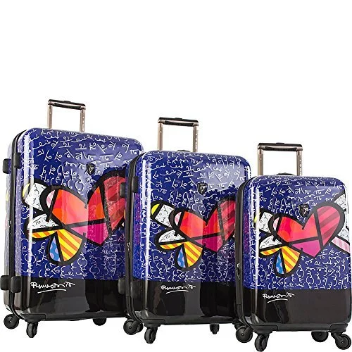 Suitcase for holiday gifts-convertible suitcase-Heys 3 Piece Set, Britto Heart With Wings