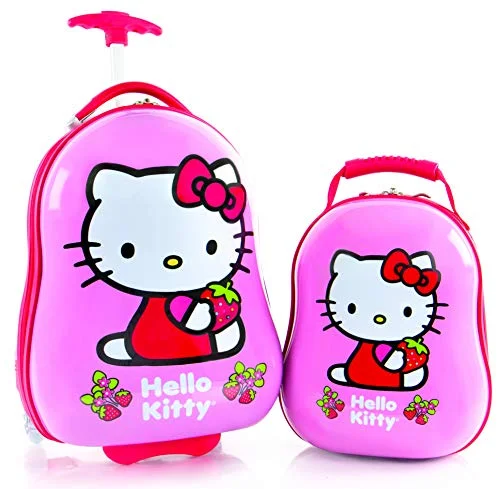 Suitcase with plaid pattern-carry-on luggage suitcase-Heys America Hello Kitty Kids 2 Pc Luggage Set -18" Carry On Luggage & 12" Backpack