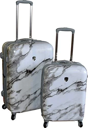 Suitcase for holiday gifts-convertible suitcase-Heys America Unisex Carrara Marble Check In 26" & Carry On 21" Spinner Luggage Set