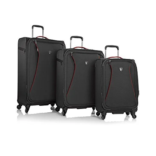 Suitcase for beach vacations-travel suitcase with divider-Heys Helix 3 Piece Set, Black