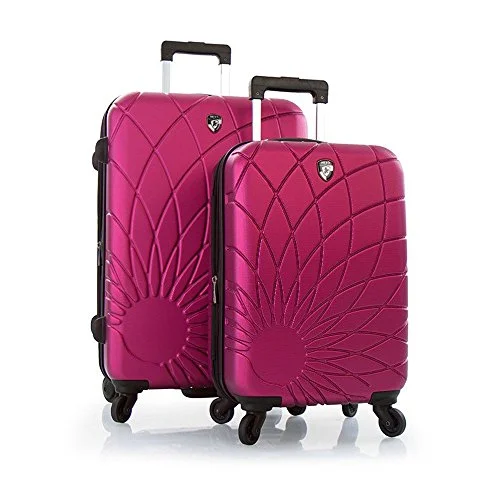 Suitcase for long flights-carry-on suitcase-Heys Solar Spinners 2 Pc Set Lightweight Hard Side Luggage Set - 21", 26" (Fuchsia)