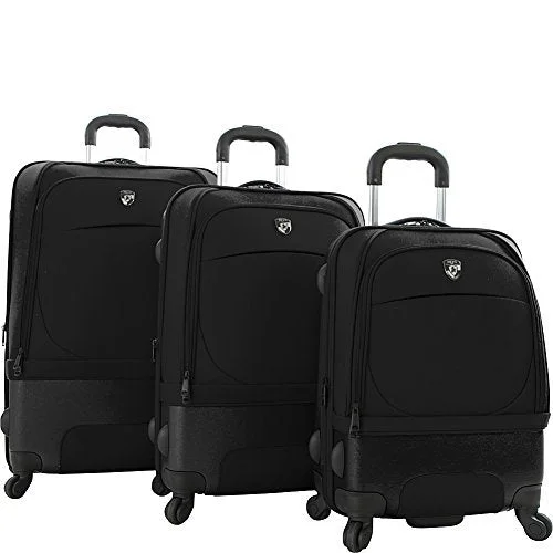 Suitcase for festival packing-suitcase for backpacker-Heys Spin-Air Ii 3 Piece Set, Black