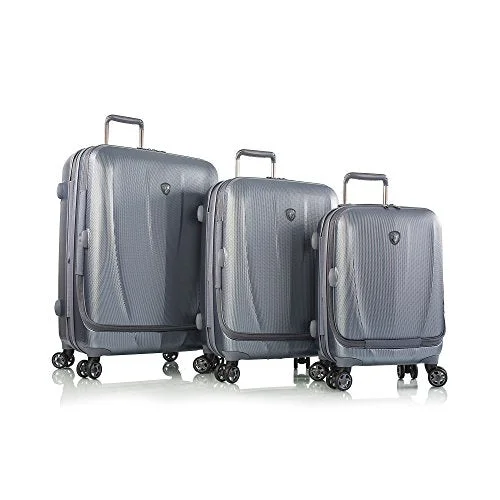 Suitcase with extra storage-suitcase with external pockets-Heys Vantage 3 Piece Set, Slate Blue