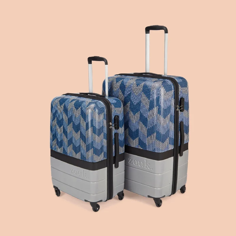 Affordable travel bag for teens-Himachal Chevron Grey Raahi Trolley Bag Combo (Medium & Large)