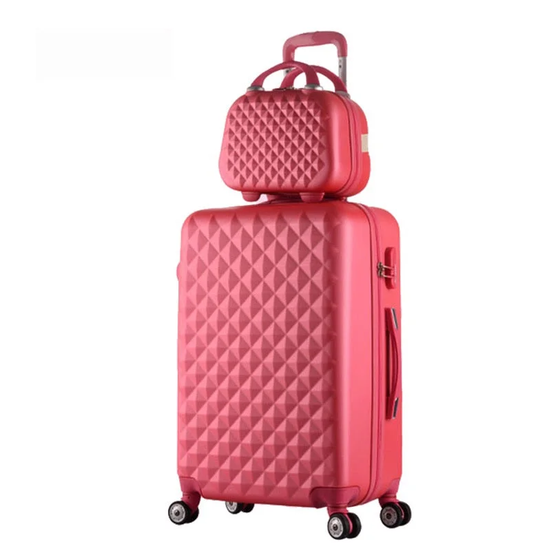 Suitcase with leopard print-deluxe suitcase for families-Hot Fashion Sales Diamond Lines Trolley Suitcase Set/Travel Case Luggage/Pull Rod Trunk Rolling