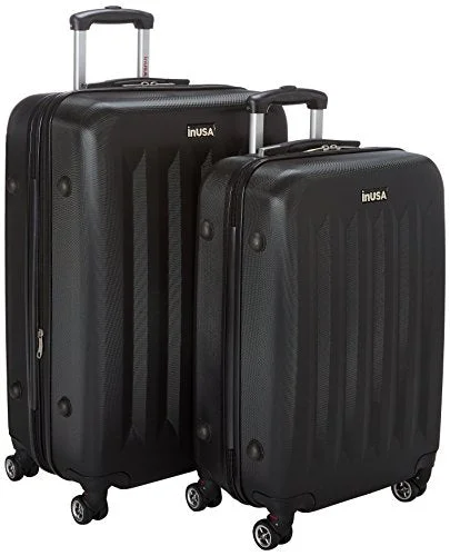 Suitcase for business trips-suitcase for travel-Inusa Philadelphia Lightweight Hardside Spinner 2 Piece Set 23" & 27", Black