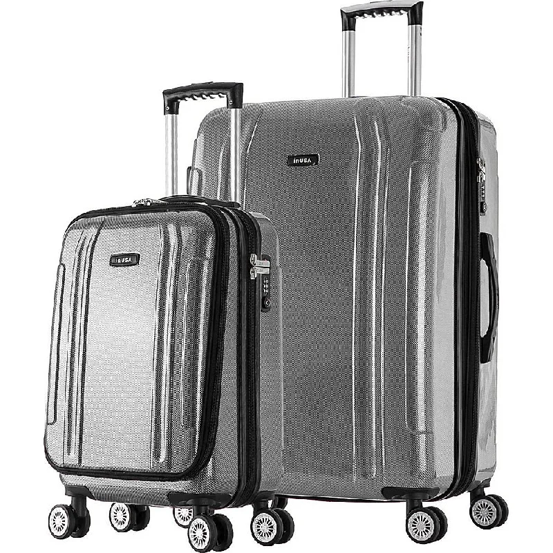 Suitcase for international travel-best suitcase-Inusa Southworld 19" & 27" 2-Piece Hardside Spinner Luggage Set