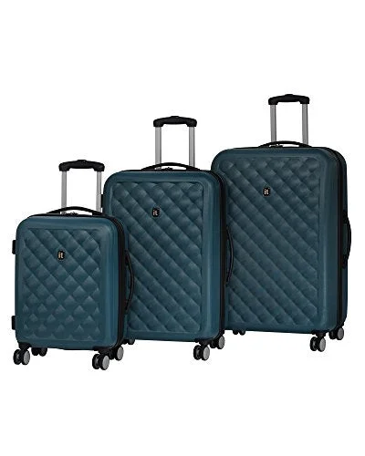 Suitcase with clean style-compact suitcase for business trips-It Luggage Cushion-Lux 3 Piece Luggage Set Hardside 8 Wheel Expandable Spinner, Legion Blue