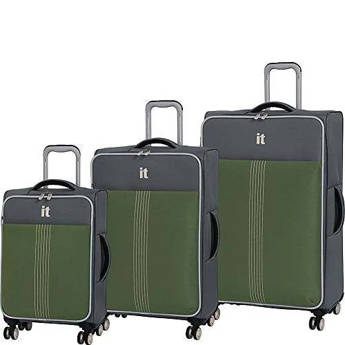 Suitcase for work kits-stylish suitcase for women-It Luggage Filament 8 Wheel Lightweight Expandable 3-Piece Set, Steel Gray/Loden Green