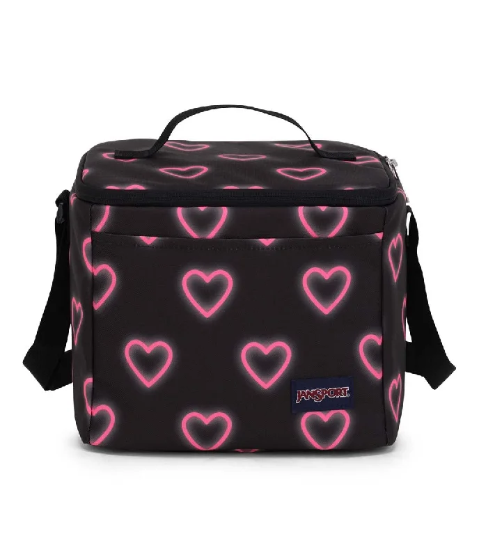 Lightweight school bag for kids-JanSport Super Snack Lunch Bag - Happy Hearts Black