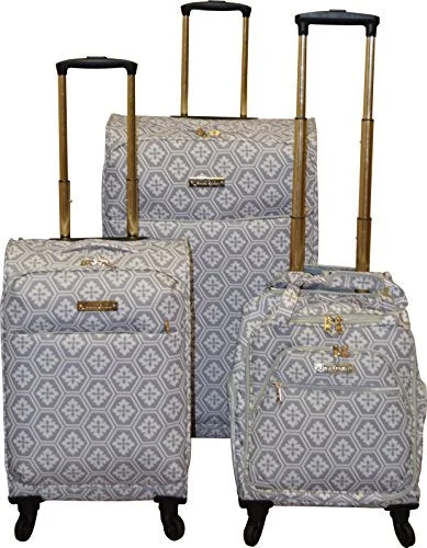 Suitcase for little essentials-luxury hard-shell suitcase-Jenni Chan Snow Flake Collection Lightweight 3-PC Spinner Luggage Set (Grey)