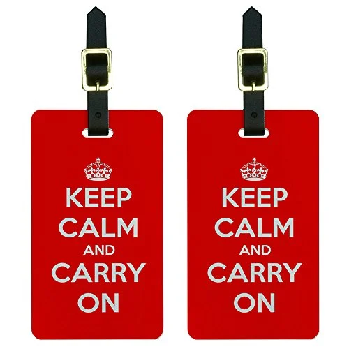 Suitcase for yoga equipment-travel suitcase with built-in charger-Keep Calm And Carry On Red Luggage Tags Suitcase Carry-On Id Set Of 2