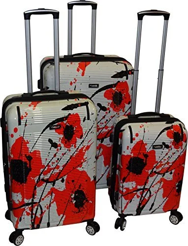 Suitcase with vented pockets-business suitcase for conferences-Kemyer 550 Plus TSA Lock Lightweight 3-PC Expandable Hardside Spinner Luggage Set (Poppy Seed)