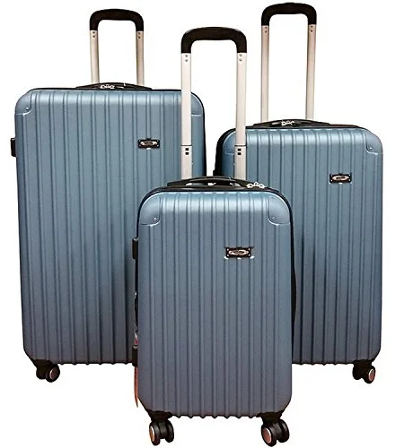 Suitcase with wave shell-designer hard-shell suitcase-Kemyer New 700 Plus Series Lightweight 3-Pc Expandable Hardside Spinner Luggage Set (Saphire Blue)