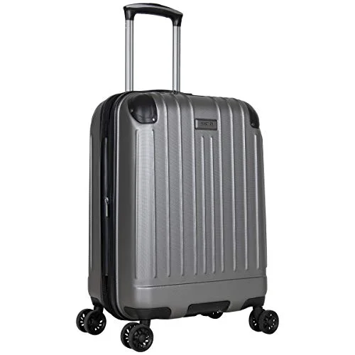 Suitcase with artistic print-designer carry-on suitcase-Kenneth Cole Reaction Flying Axis Collection Lightweight Hardside Expandable 8-Wheel Spinner Luggage, Silver, 20-Inch Carry On