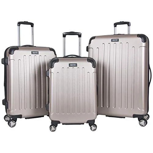 Suitcase with modern style-spinner carry-on suitcase-Kenneth Cole Reaction Renegade 3-Piece Luggage Expandable 8-Wheel Spinner Lightweight Hardside Travel Suitcase Set, Champagne, (20"/24"/28")