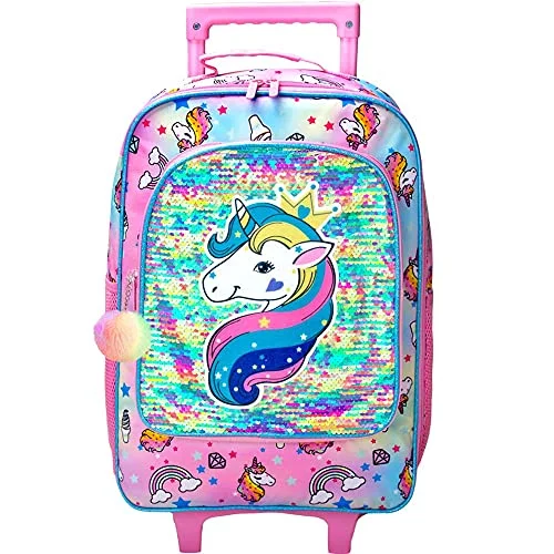 Suitcase with real leather-suitcase for international flights-Kids Suitcase, Rolling Luggage with Wheels for Girls - Unicorn