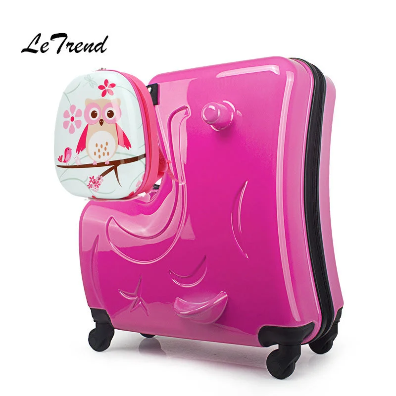 Suitcase for uni students-suitcase for all-age travelers-Letrend Children Rolling Luggage Set Spinner Wheels Suitcase Kids Cabin Trolley Student Travel