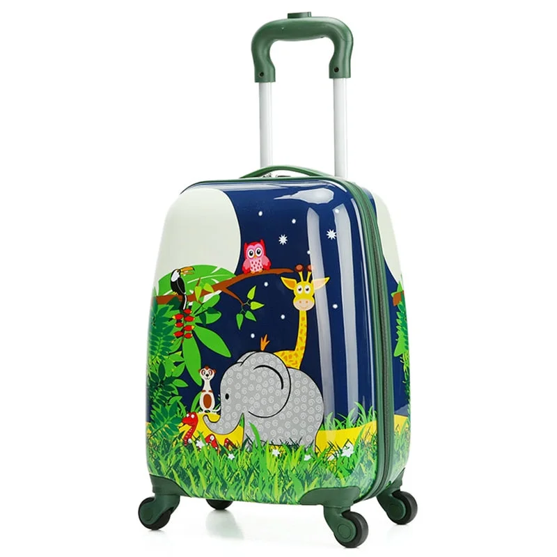 Suitcase with breathable lining-spacious hard shell suitcase-Letrend Cute Animals Rolling Luggage Set Spinner Kids Children Cartton School Backpack Trolley